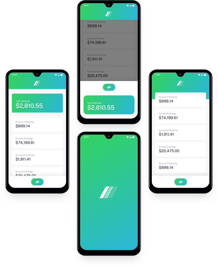 Digitalbank app screens floating above phones
